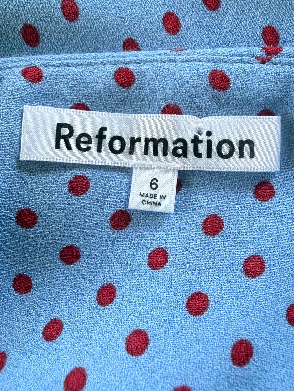 Reformation Tancy Dress in Summertime Dot Size 6 Blue Red - Picture 3 of 15